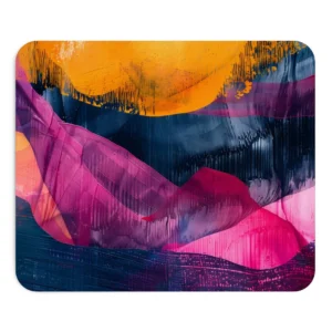 Abstract Orange and Magenta Waves Mouse Pad