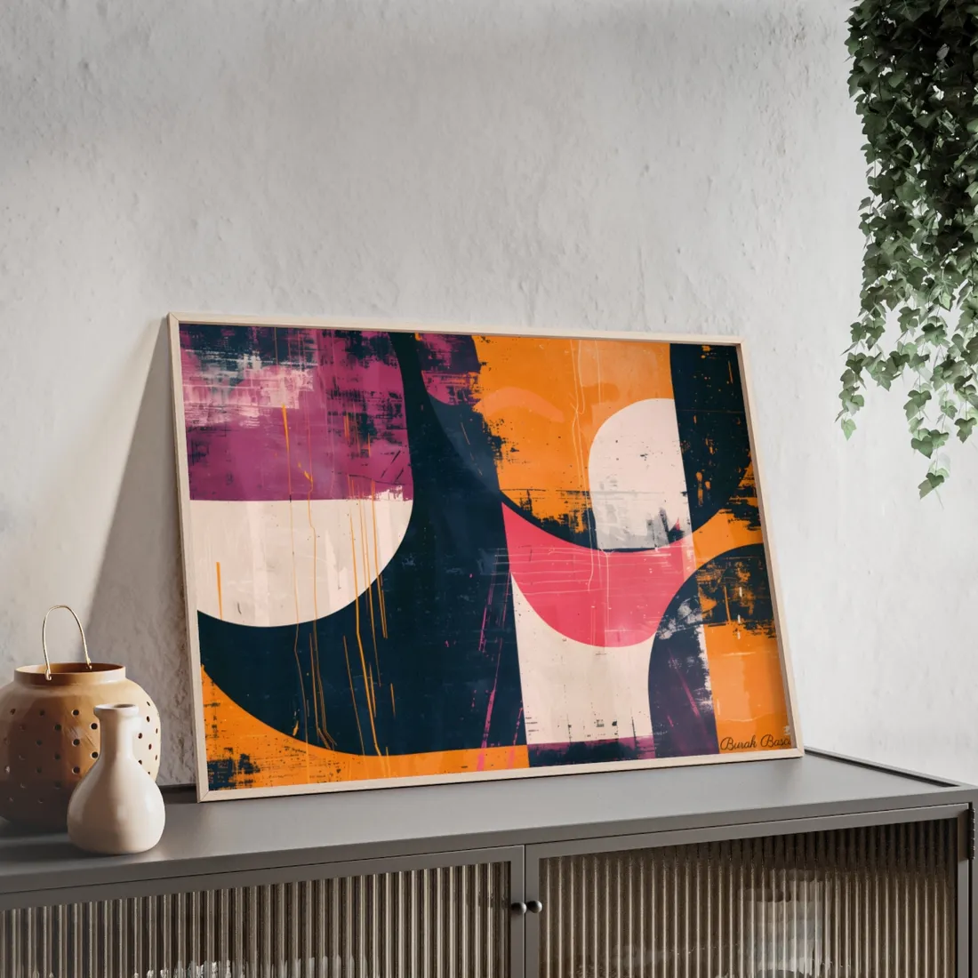 Vibrant Abstract Geometries: Colorful Artwork in Bold Shades - Framed Poster