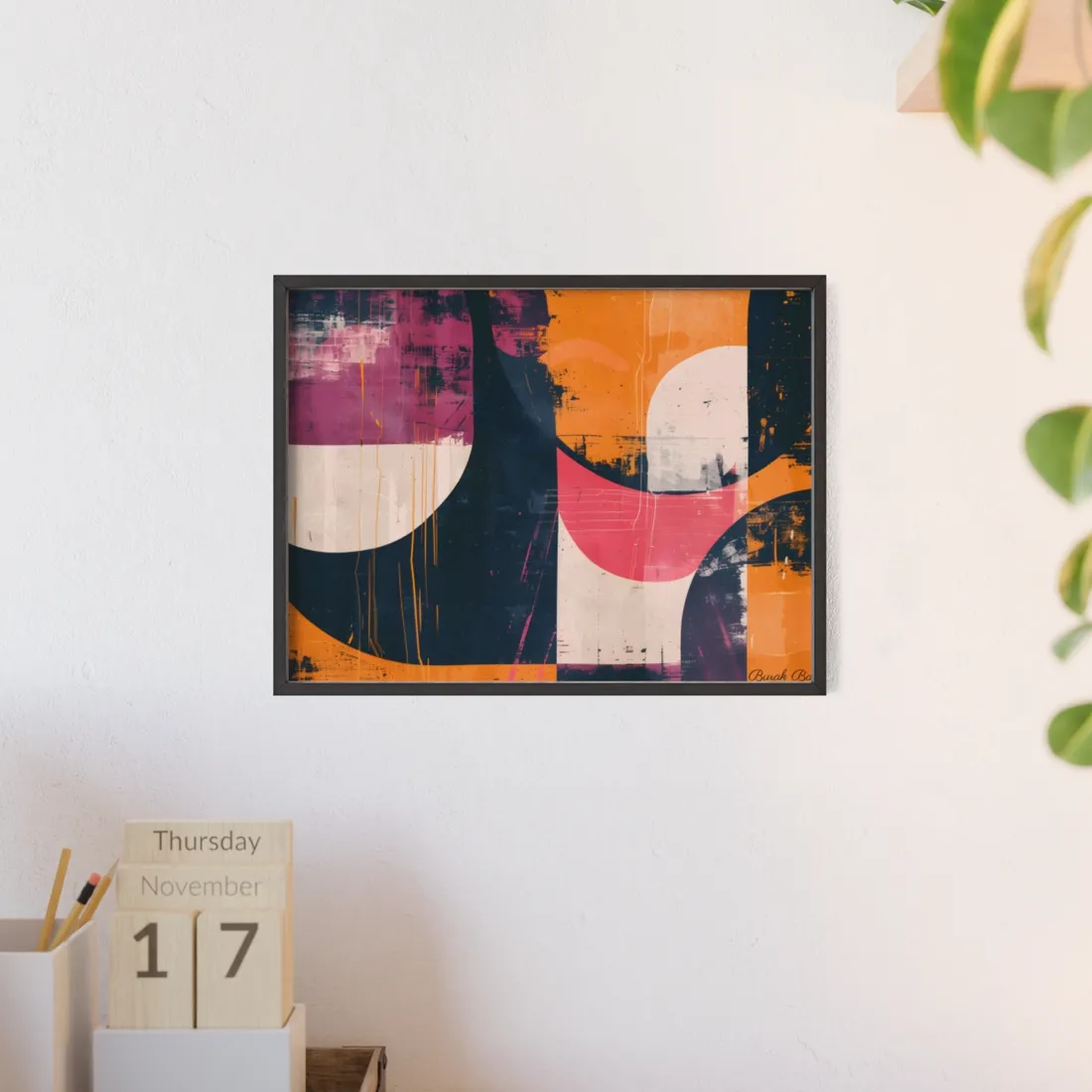 Vibrant Abstract Geometries: Colorful Artwork in Bold Shades - Framed Poster
