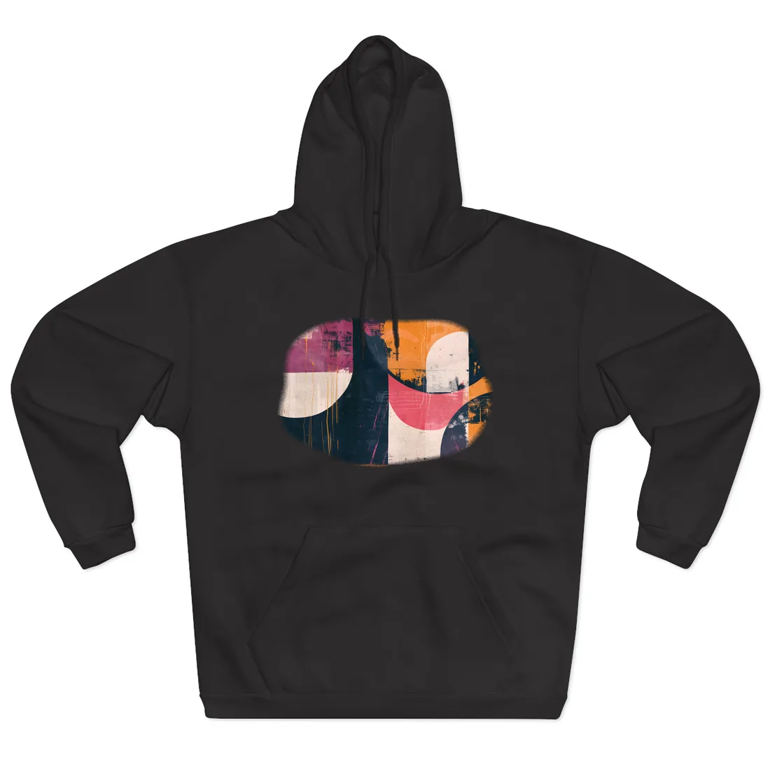 Vibrant Abstract Geometries: Colorful Artwork in Bold Shades - Hoodie (Black)