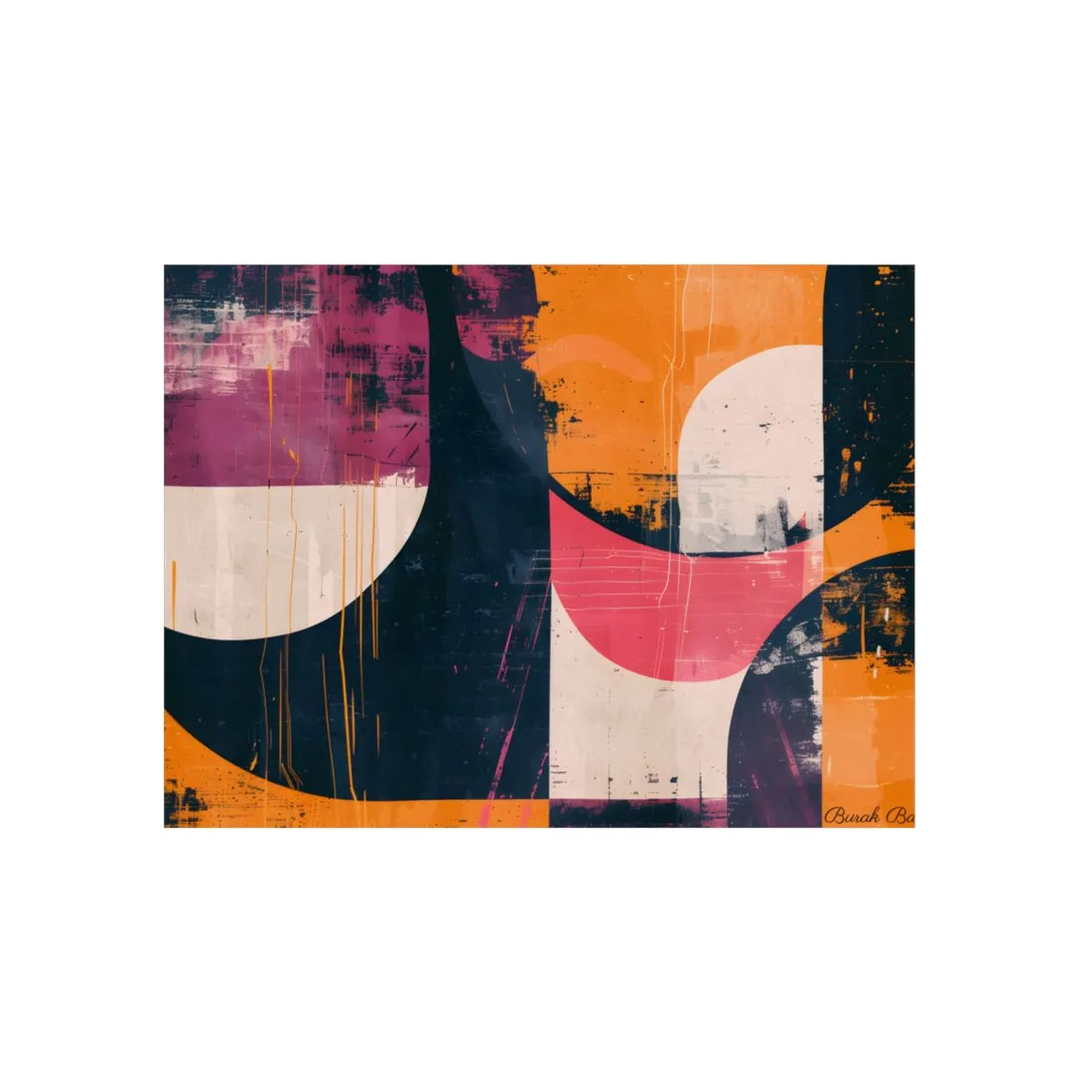 Vibrant Abstract Geometries: Colorful Artwork in Bold Shades - Metal Poster