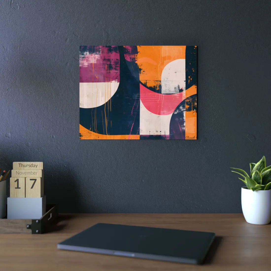 Vibrant Abstract Geometries: Colorful Artwork in Bold Shades - Metal Poster