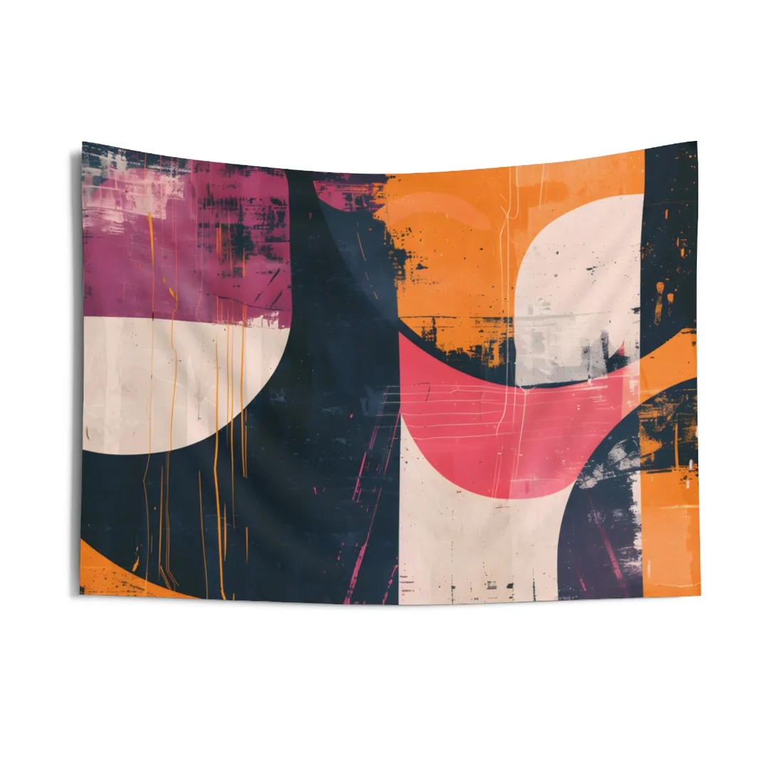 Vibrant Abstract Geometries: Colorful Artwork in Bold Shades - Wall Tapestry