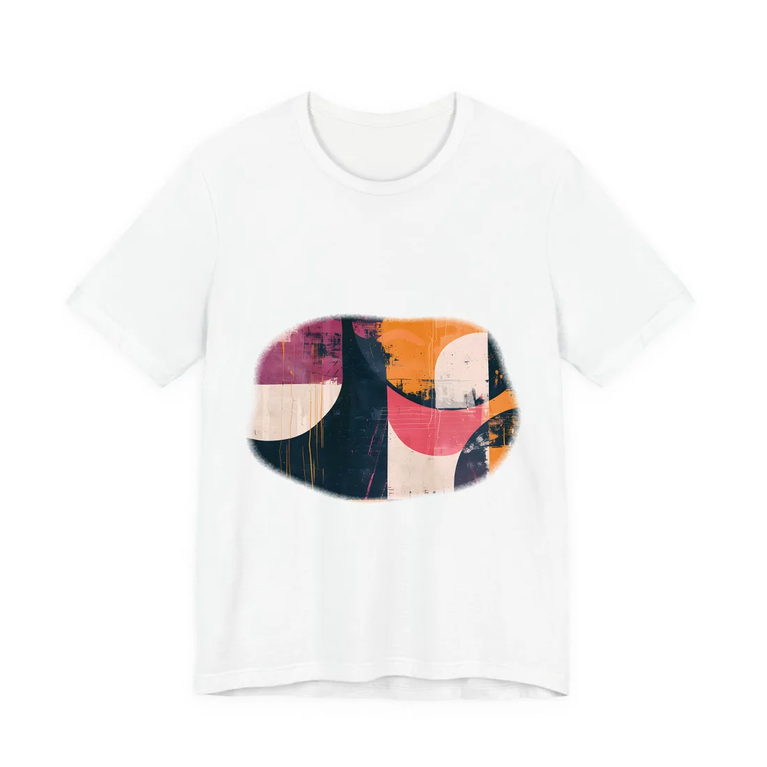 Vibrant Abstract Geometries: Colorful Artwork in Bold Shades - T-Shirt (White)
