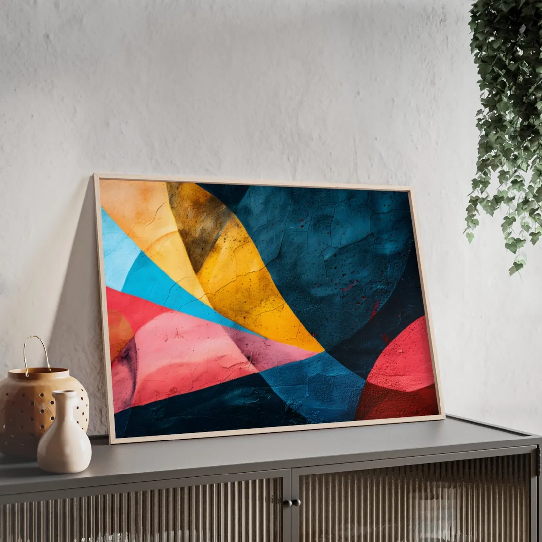 Vibrant Abstract Textured Design: Colorful - Framed Poster