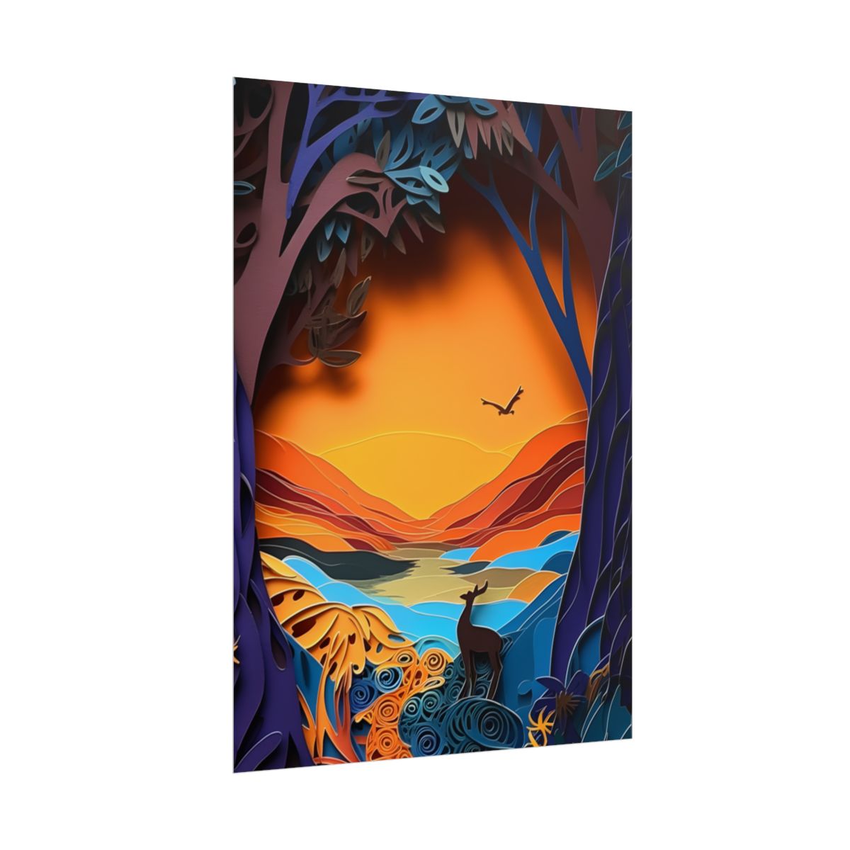 Vibrant African Landscape: Colorful Paper Quilling Artwork - Poster