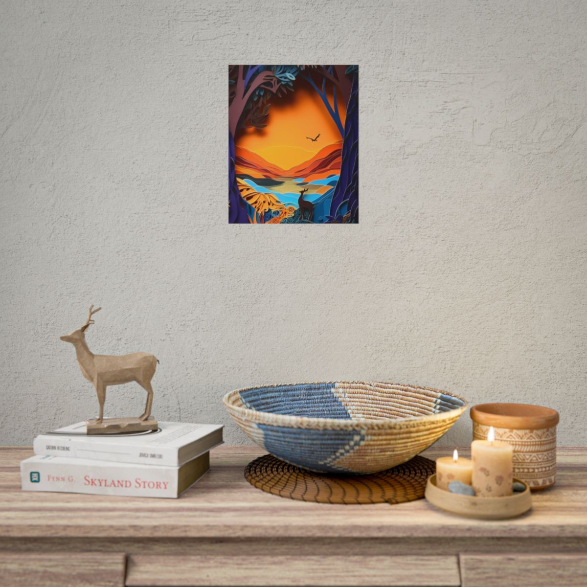 Vibrant African Landscape: Colorful Paper Quilling Artwork - Poster