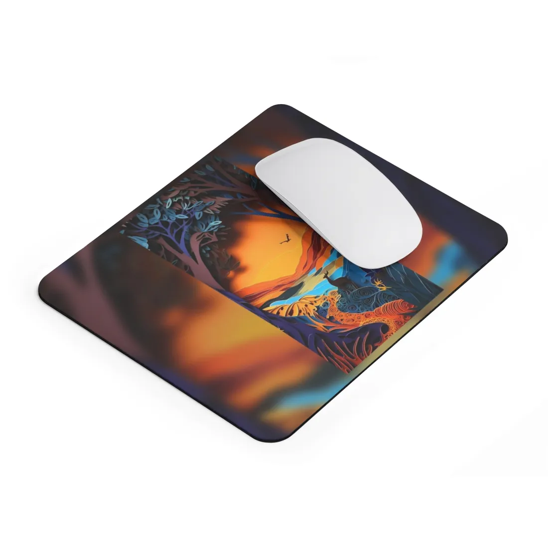 Vibrant African Landscape: Colorful Paper Quilling - Mouse Pad