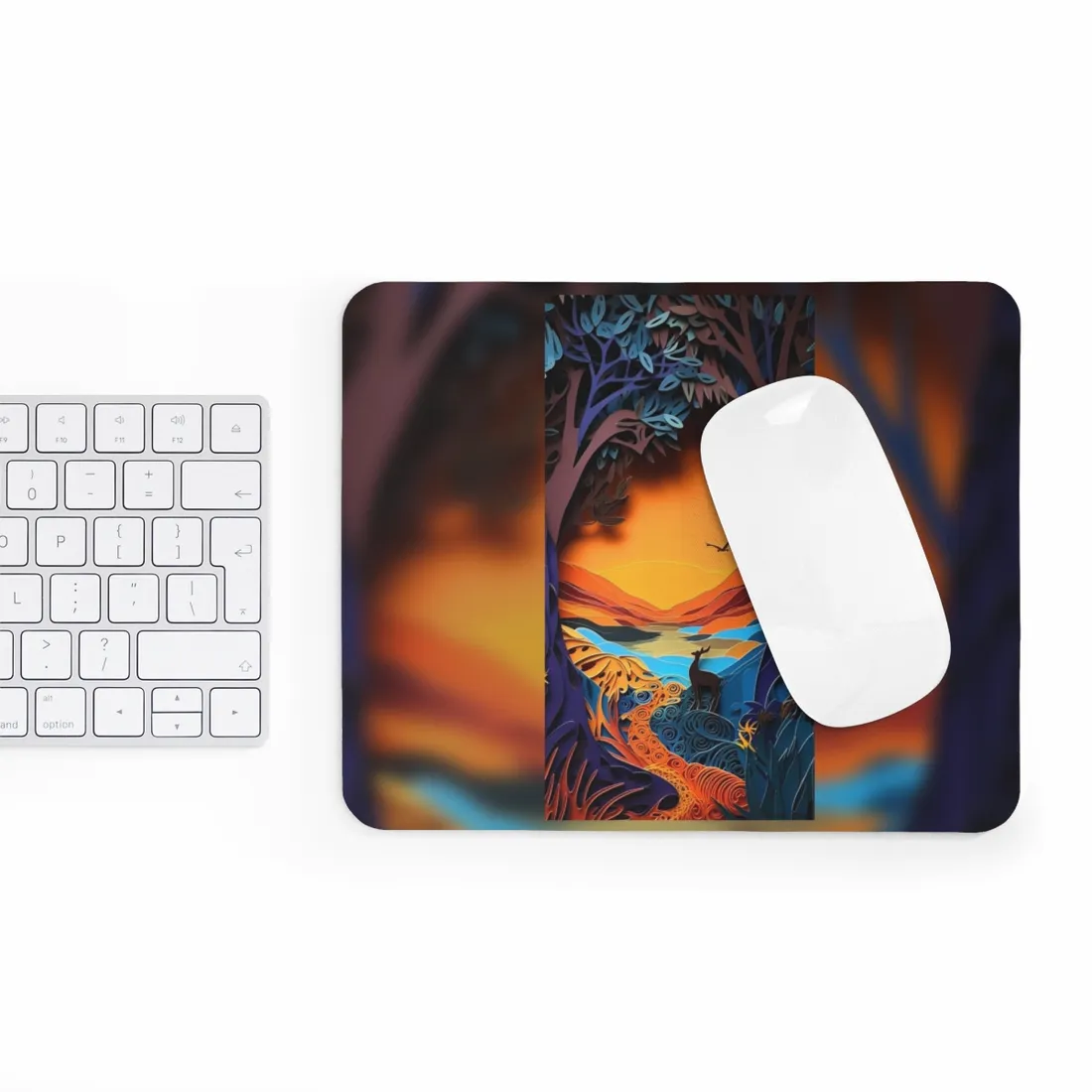 Vibrant African Landscape: Colorful Paper Quilling - Mouse Pad