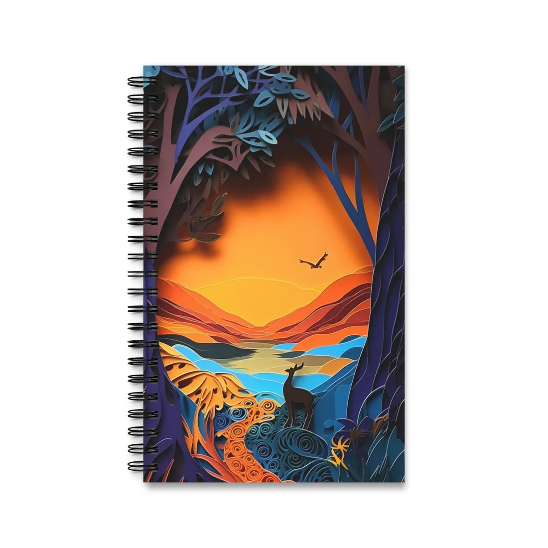 Vibrant African Landscape: Colorful Paper Quilling - Spiral Notebook