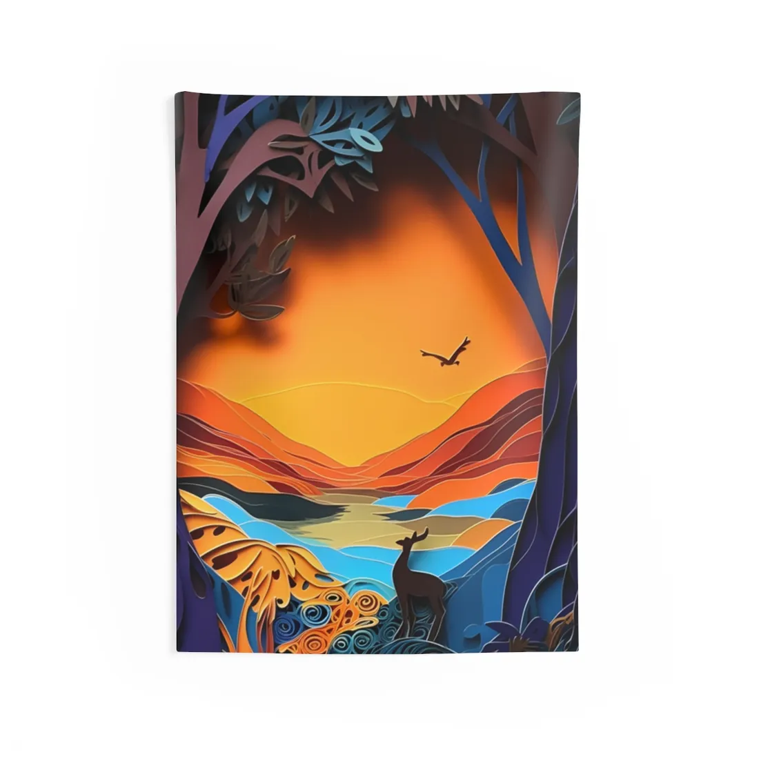 Vibrant African Landscape: Colorful Paper Quilling - Wall Tapestry