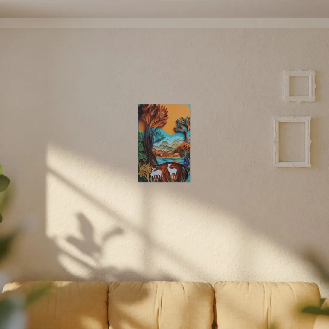 Vibrant African Landscape: Eye-Catching Paper Quilling Art - Canvas