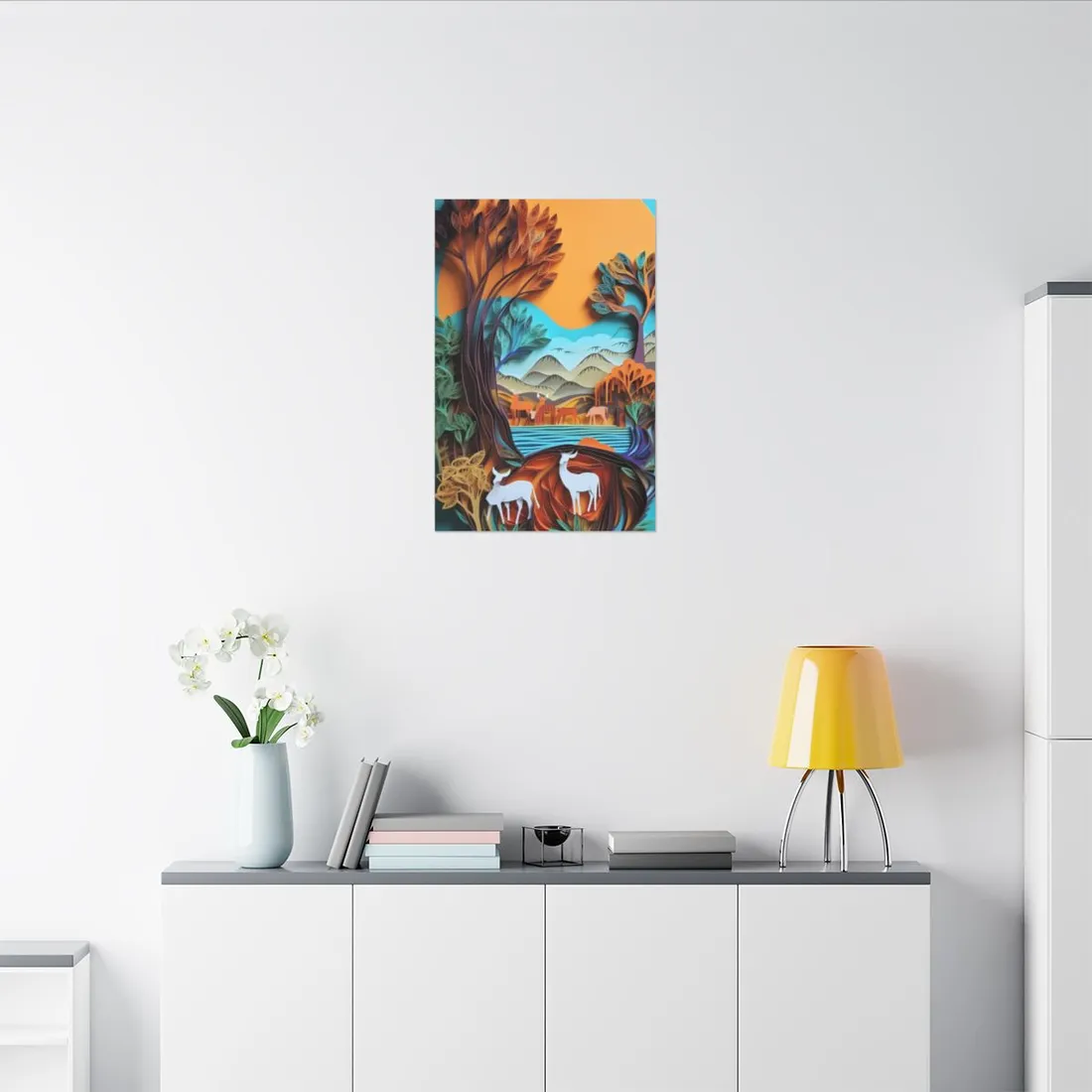 Vibrant African Landscape: Eye-Catching Paper Quilling Art - Canvas