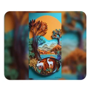 Paper Quilling Deer Landscape Mouse Pad