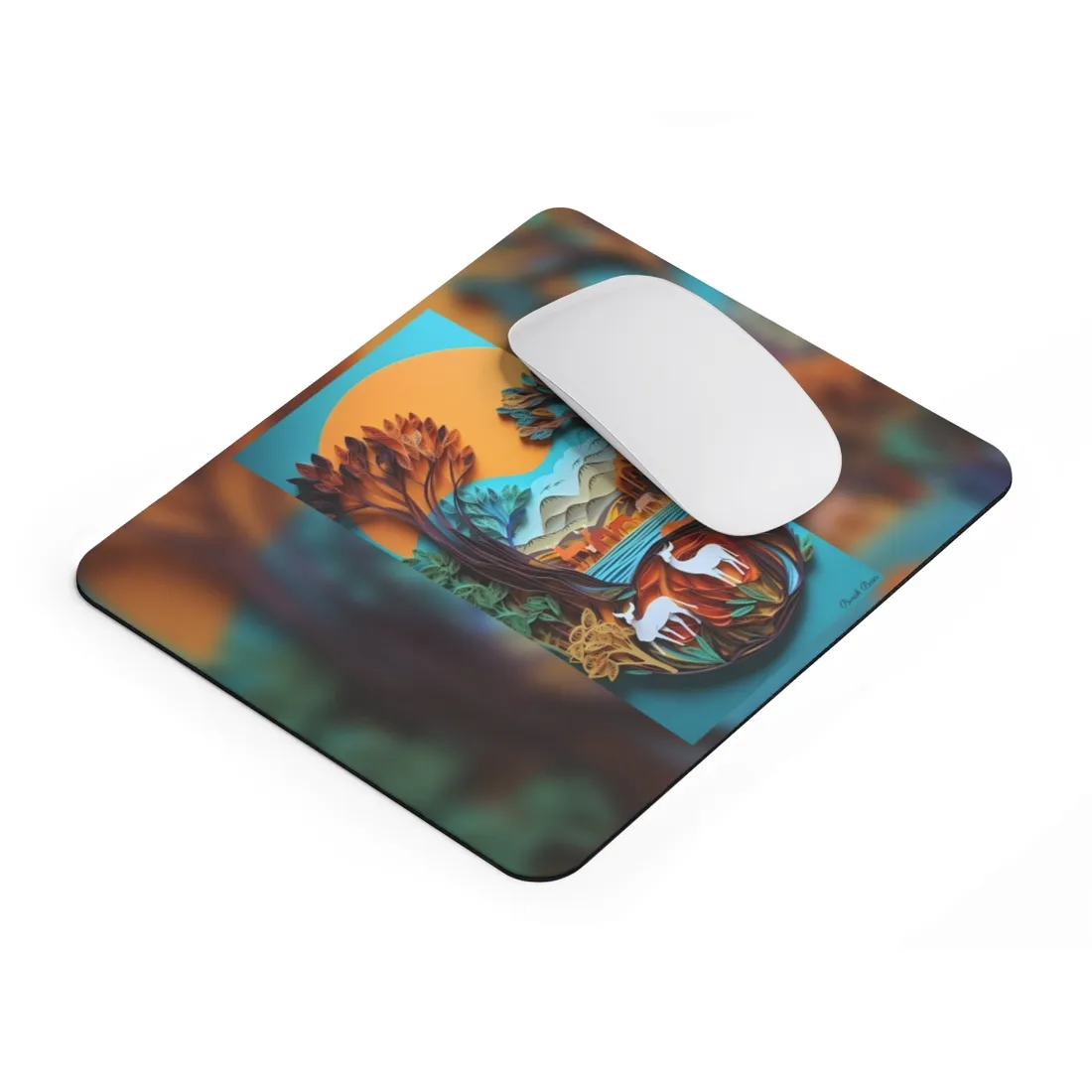Vibrant African Landscape: Eye-Catching Paper Quilling Art - Mouse Pad