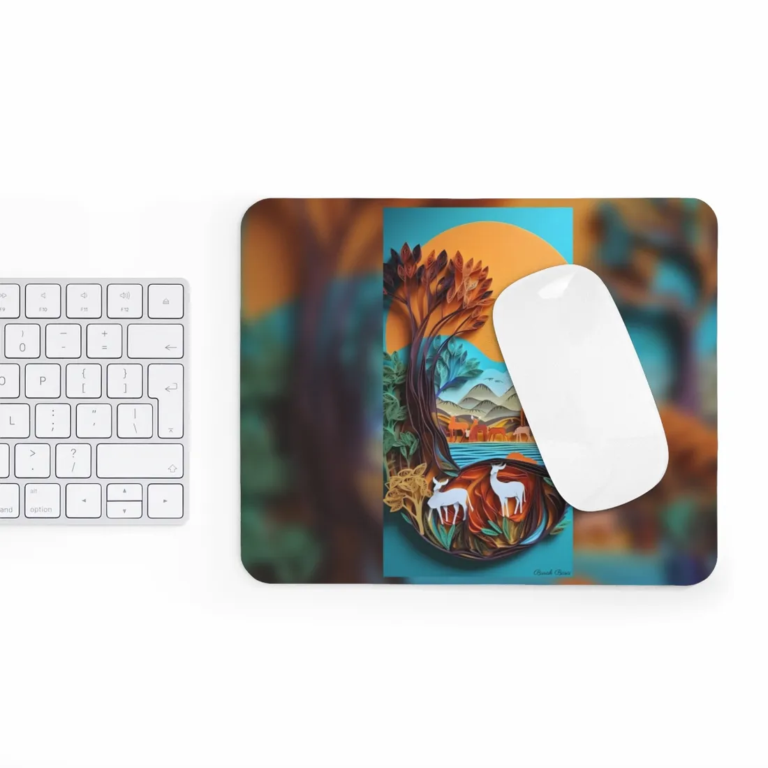 Vibrant African Landscape: Eye-Catching Paper Quilling Art - Mouse Pad