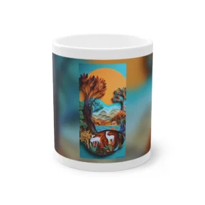 Paper Quilling Deer Landscape Mug
