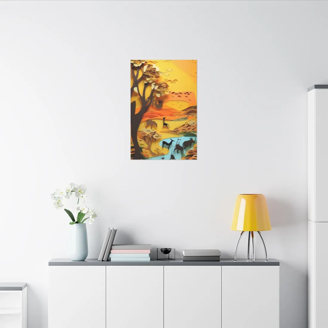 Vibrant African Landscape: Paper Quilling Art - Canvas