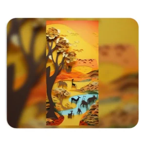 Paper-Cut Savanna Waterhole Mouse Pad