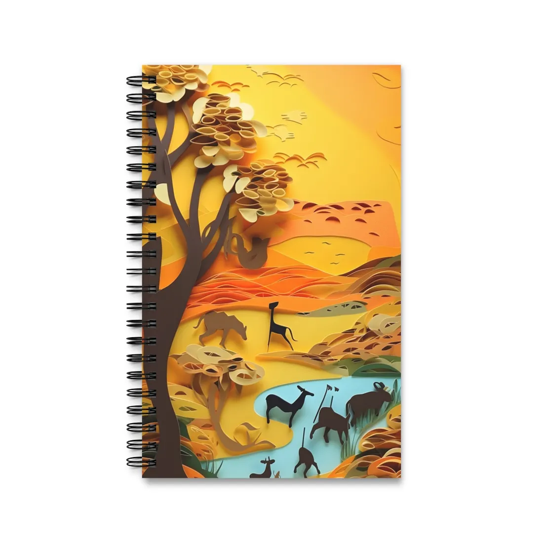 Vibrant African Landscape: Paper Quilling Art - Spiral Notebook