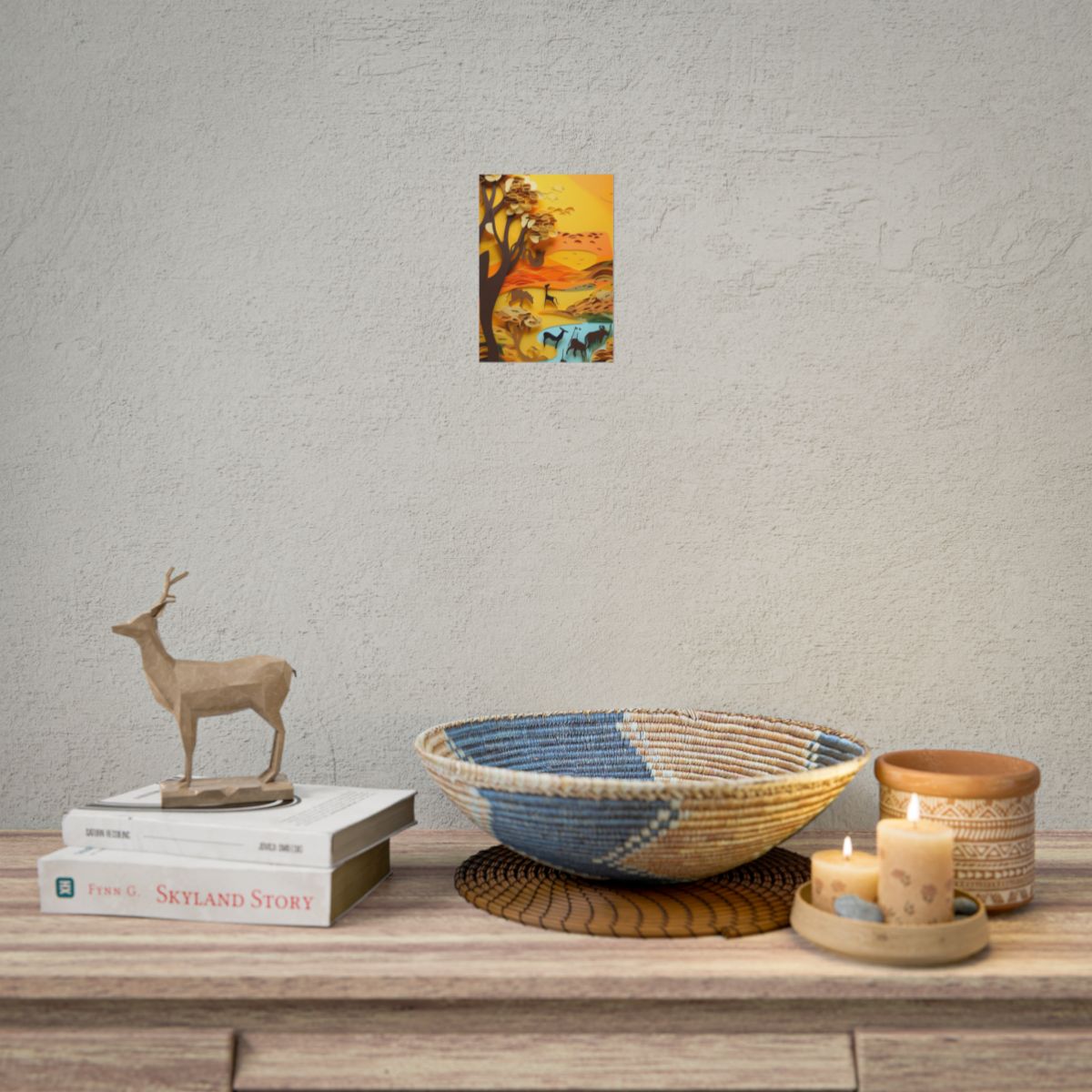 Vibrant African Landscape: Paper Quilling Art - Poster