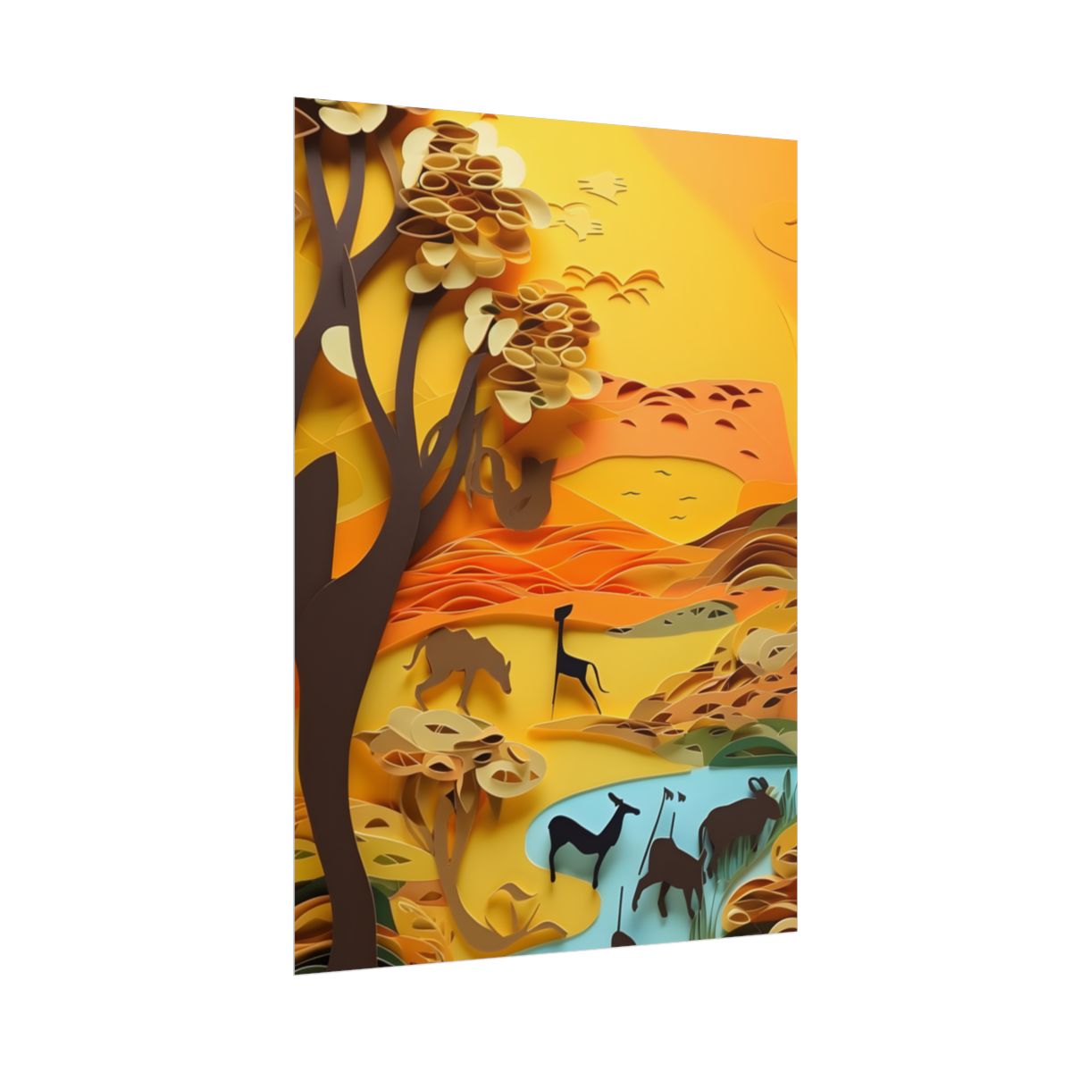 Vibrant African Landscape: Paper Quilling Art - Poster