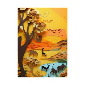 Paper-Cut Savanna Waterhole Poster