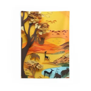 Paper-Cut Savanna Waterhole Wall Tapestry