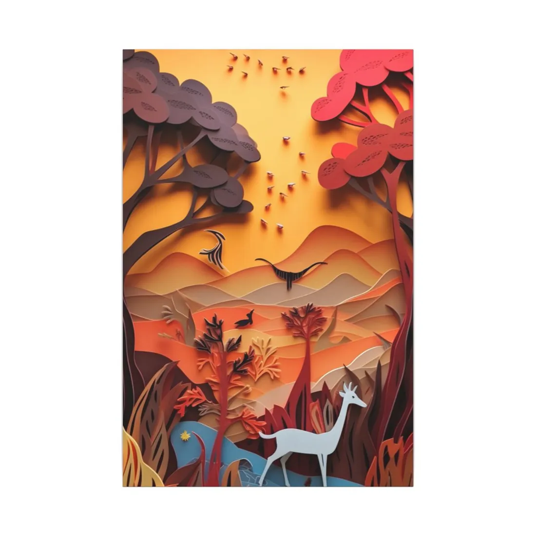 Vibrant African Quilled Landscape: Colorful Paper - Canvas