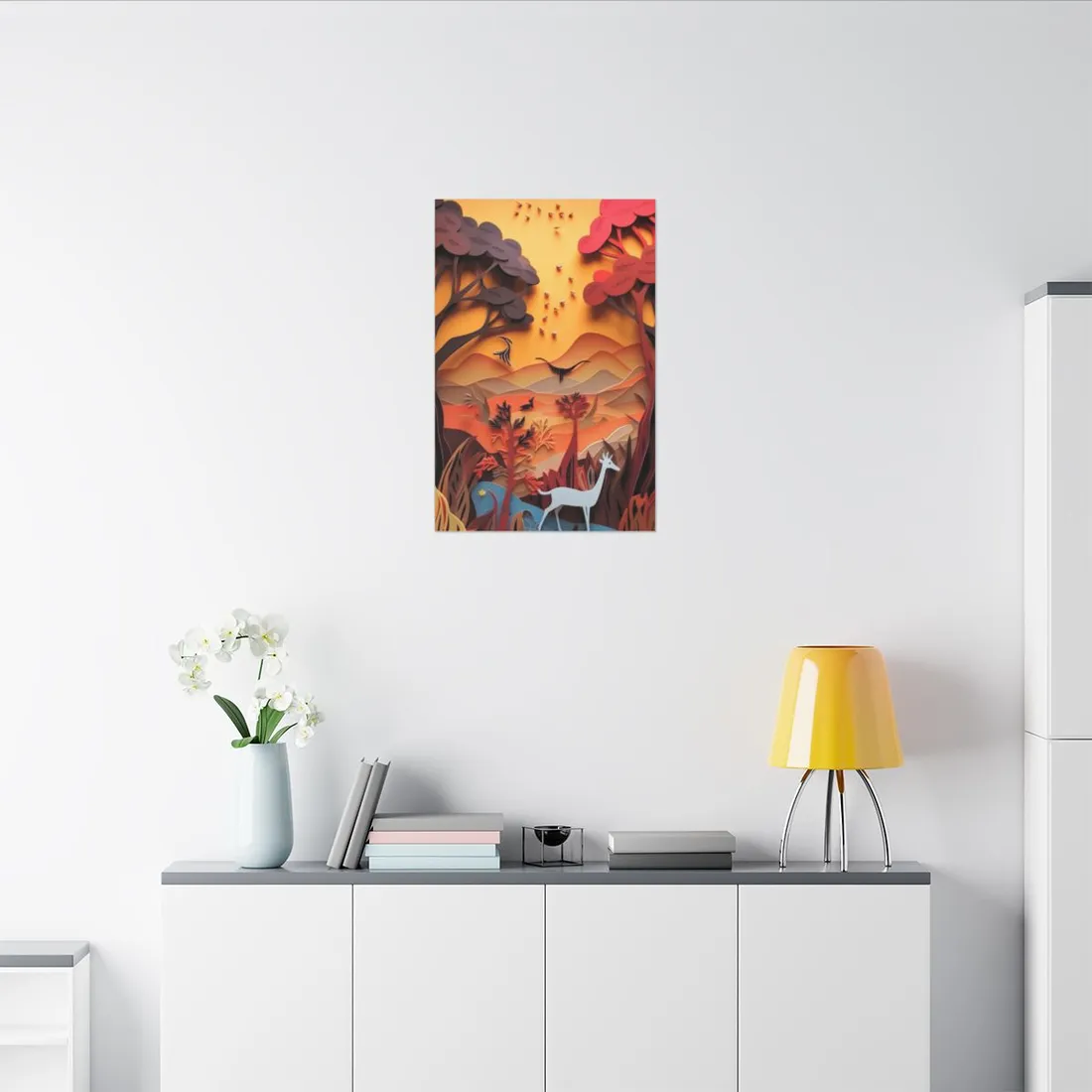 Vibrant African Quilled Landscape: Colorful Paper - Canvas