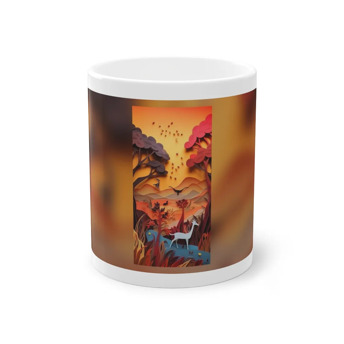 Vibrant African Quilled Landscape: Colorful Paper - Mug