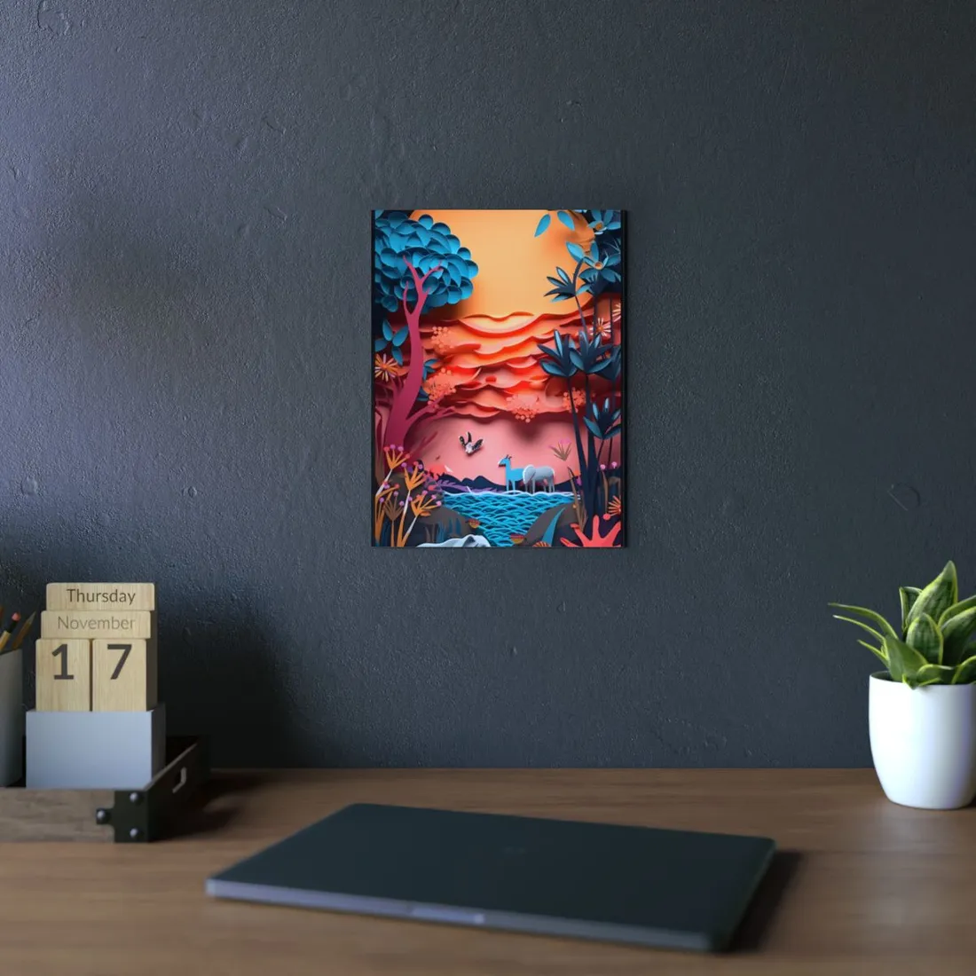 Vibrant African Quilling Landscape: Colorful Paper Art - Metal Poster