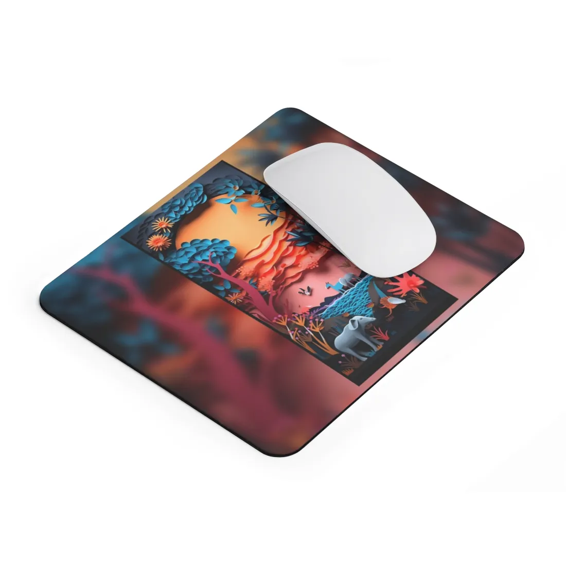 Vibrant African Quilling Landscape: Colorful Paper Art - Mouse Pad