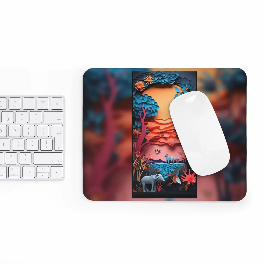 Vibrant African Quilling Landscape: Colorful Paper Art - Mouse Pad