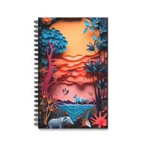 Paper Cut Jungle Sunset Spiral Notebook