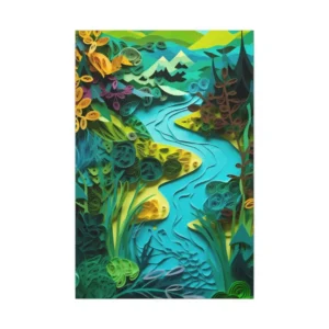 Paper Quilled River Landscape Canvas Print
