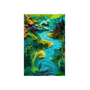 Paper Quilled River Landscape Metal Poster