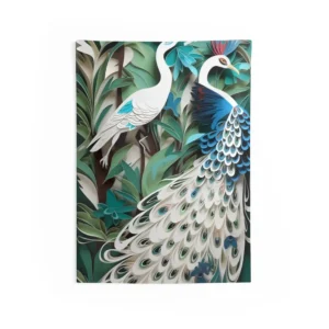 White Peacocks Among Leaves Wall Tapestry