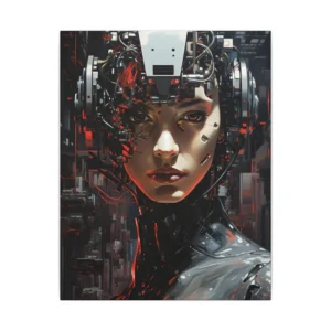 Cyborg Woman with Mechanical Headpiece Canvas Print