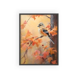 Crested Bird in Autumn Framed Poster