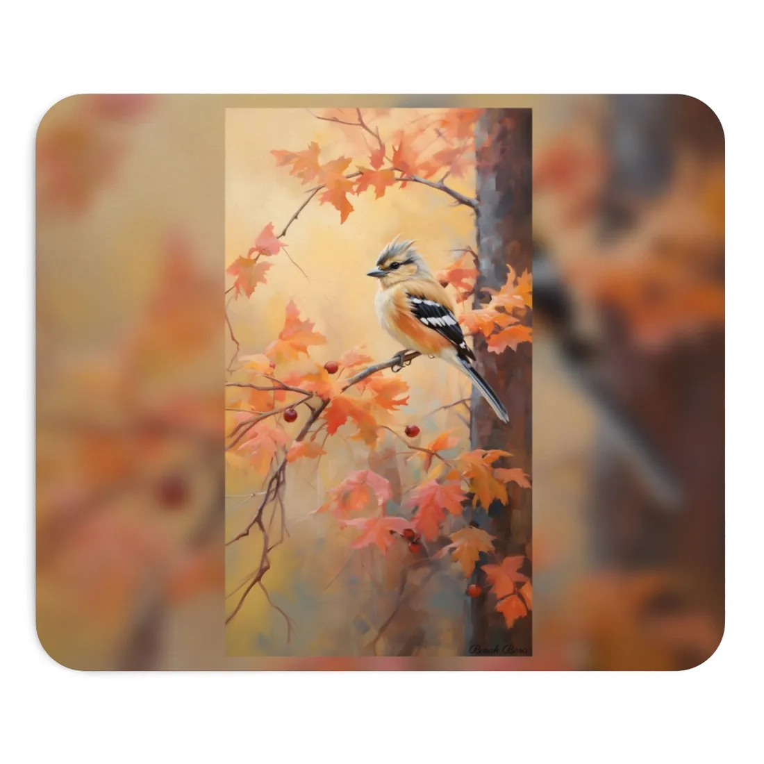 Vibrant Autumn Oak: Realistic Oil Painting - Mouse Pad