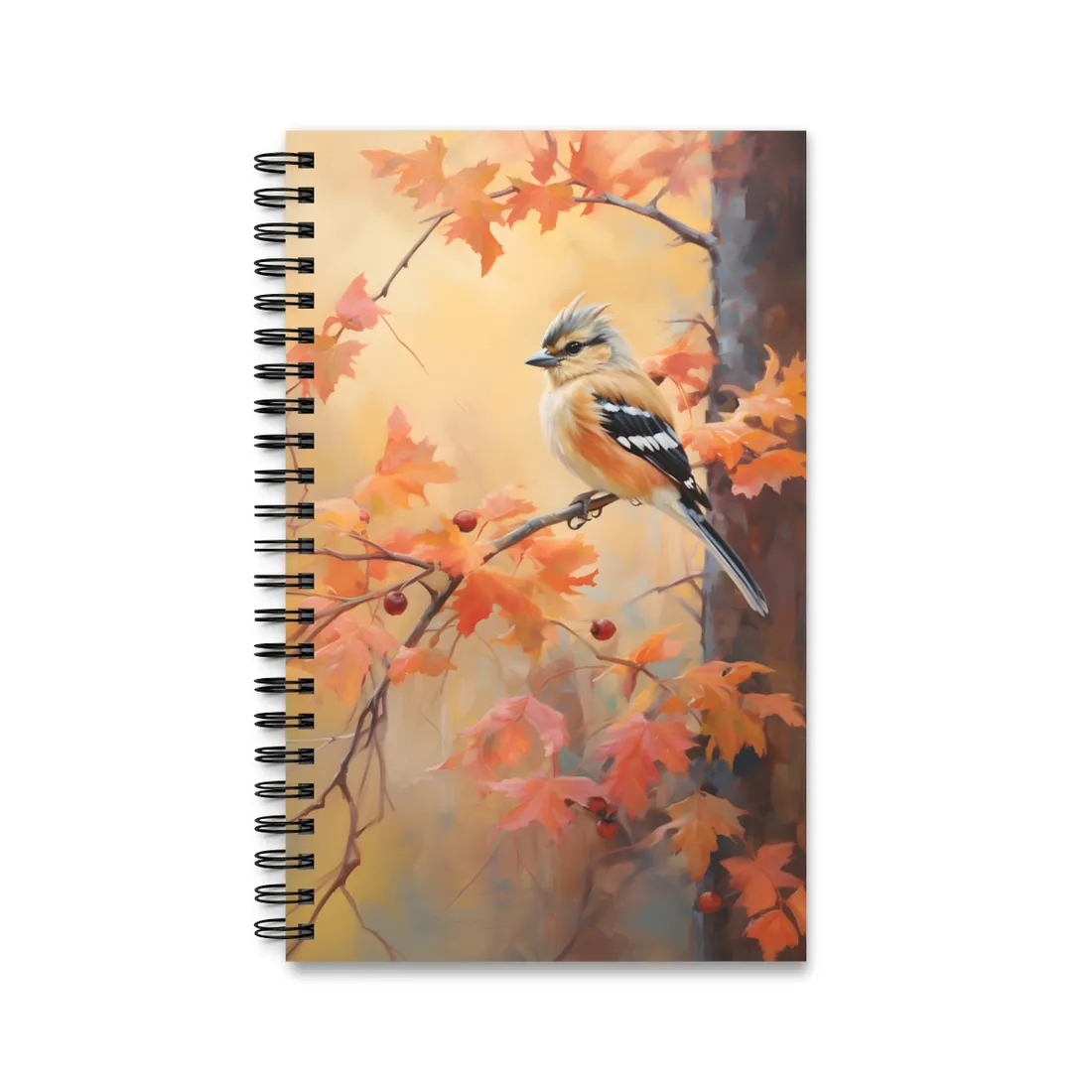 Vibrant Autumn Oak: Realistic Oil Painting - Spiral Notebook