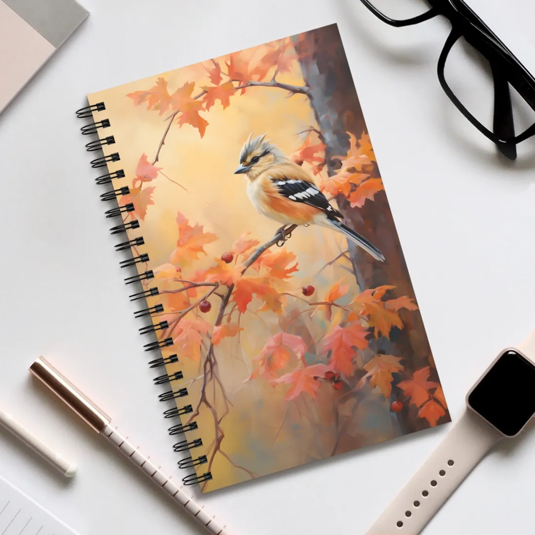 Vibrant Autumn Oak: Realistic Oil Painting - Spiral Notebook
