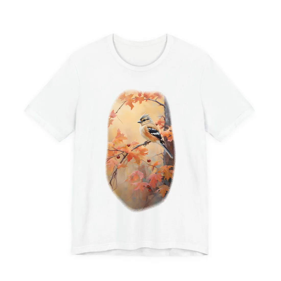 Vibrant Autumn Oak: Realistic Oil Painting T-Shirt - T-Shirt (White)