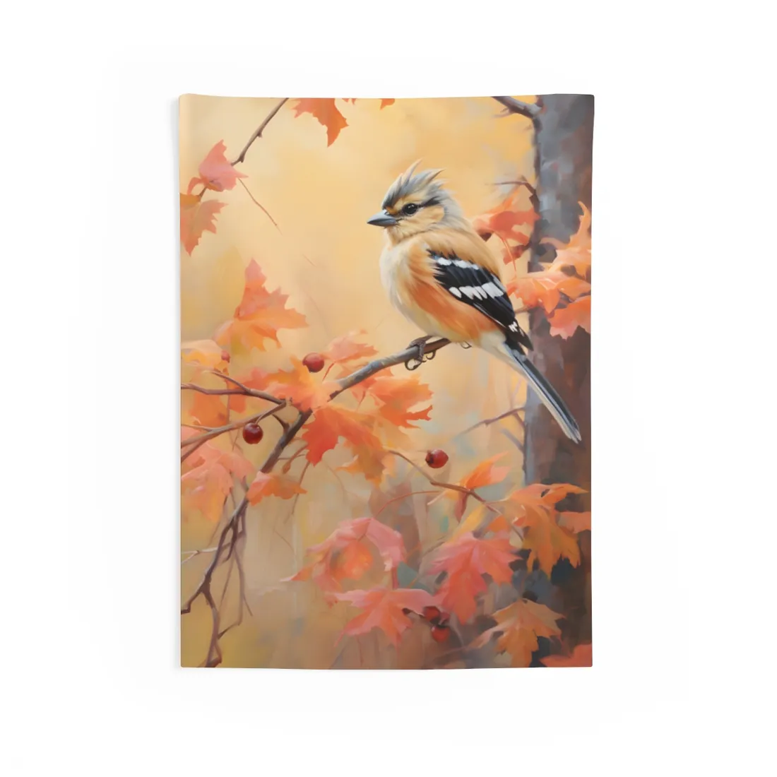 Vibrant Autumn Oak: Realistic Oil Painting - Wall Tapestry