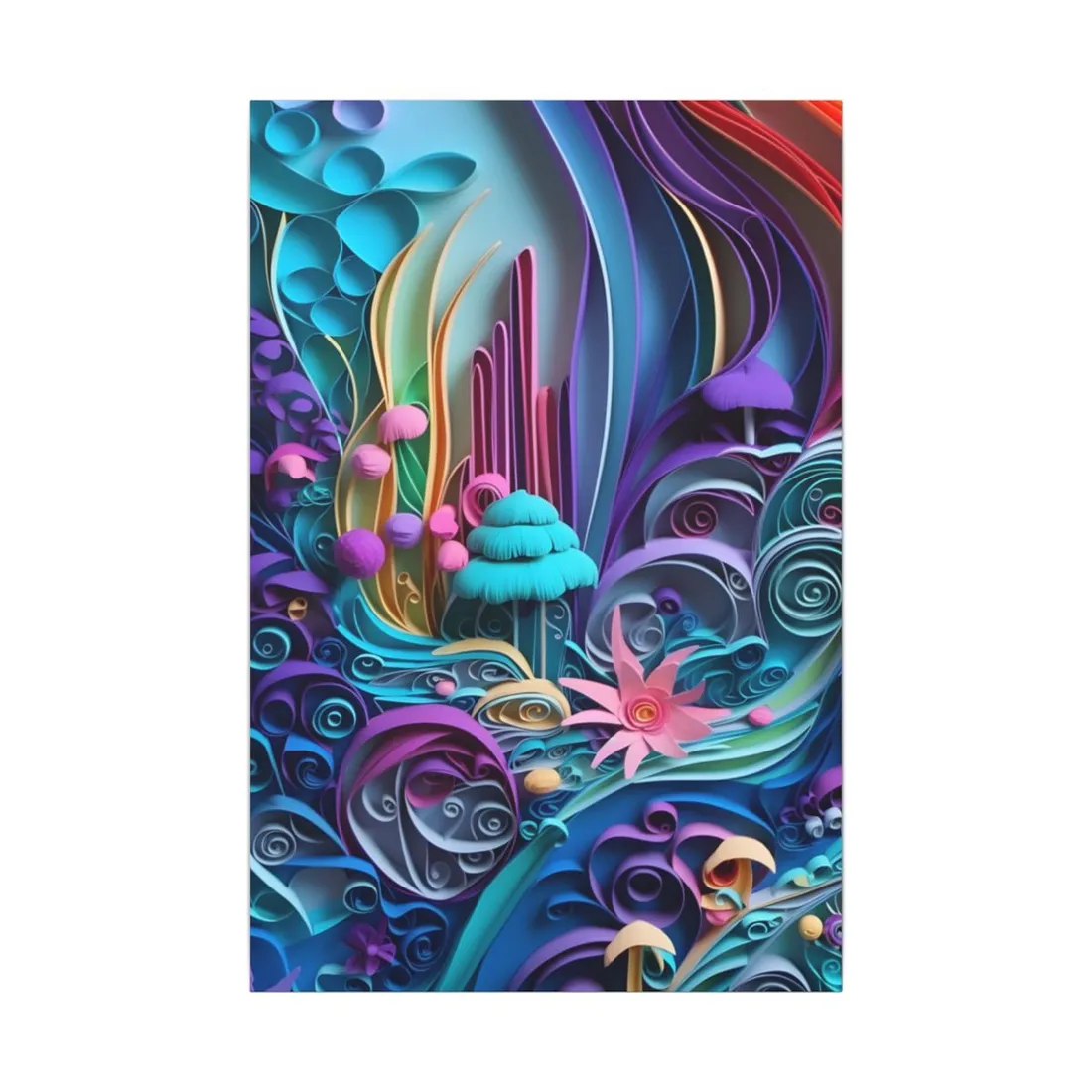 Vibrant Beach Landscape: Paper Quilling - Canvas