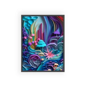 Paper Quilling Fantasy Landscape Framed Poster