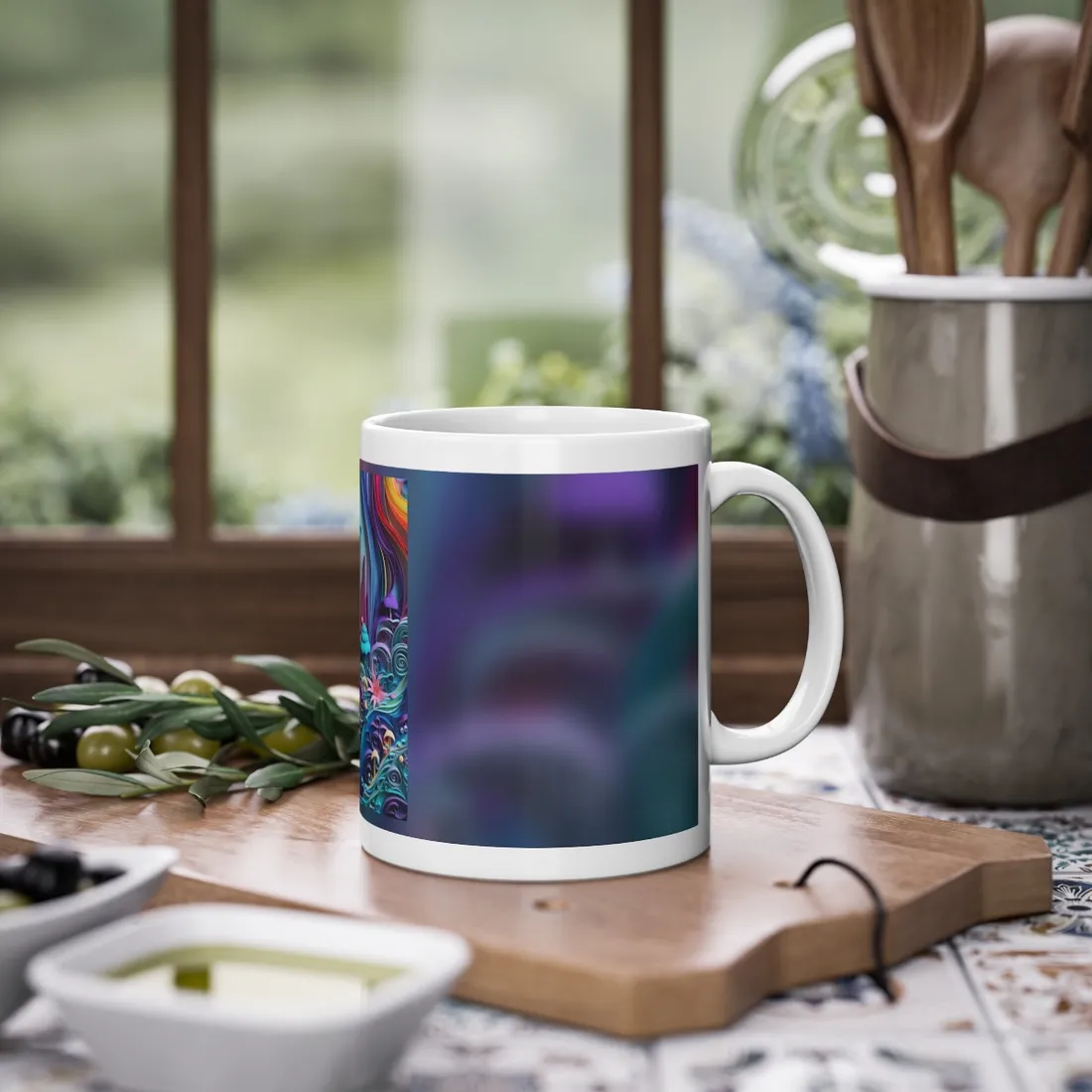 Vibrant Beach Landscape: Paper Quilling - Mug