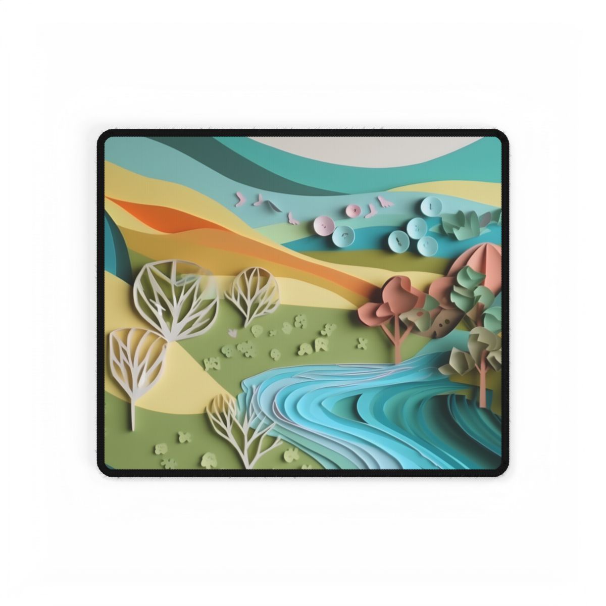 Vibrant Beach Landscape: Peaceful Digital Artwork - Desk Mat
