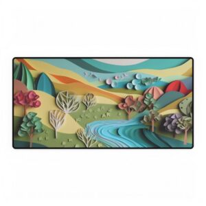 Green Hills River Valley: Paper Quilling Landscape Desk Mat